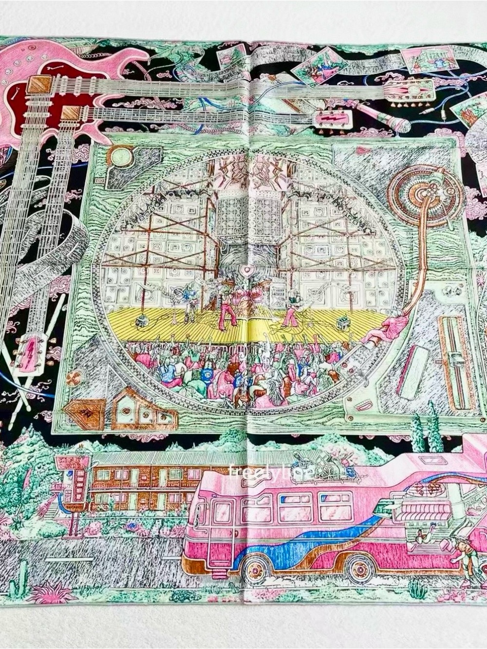 Women’s Multicolor Graphic Scarf & Wrap - Designer Style. 100%silk. 90 x90cm